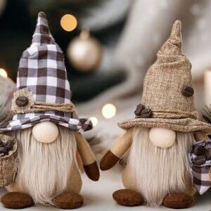 Pair of Coffee Themed Gnomes.  New.  9 3/4" H